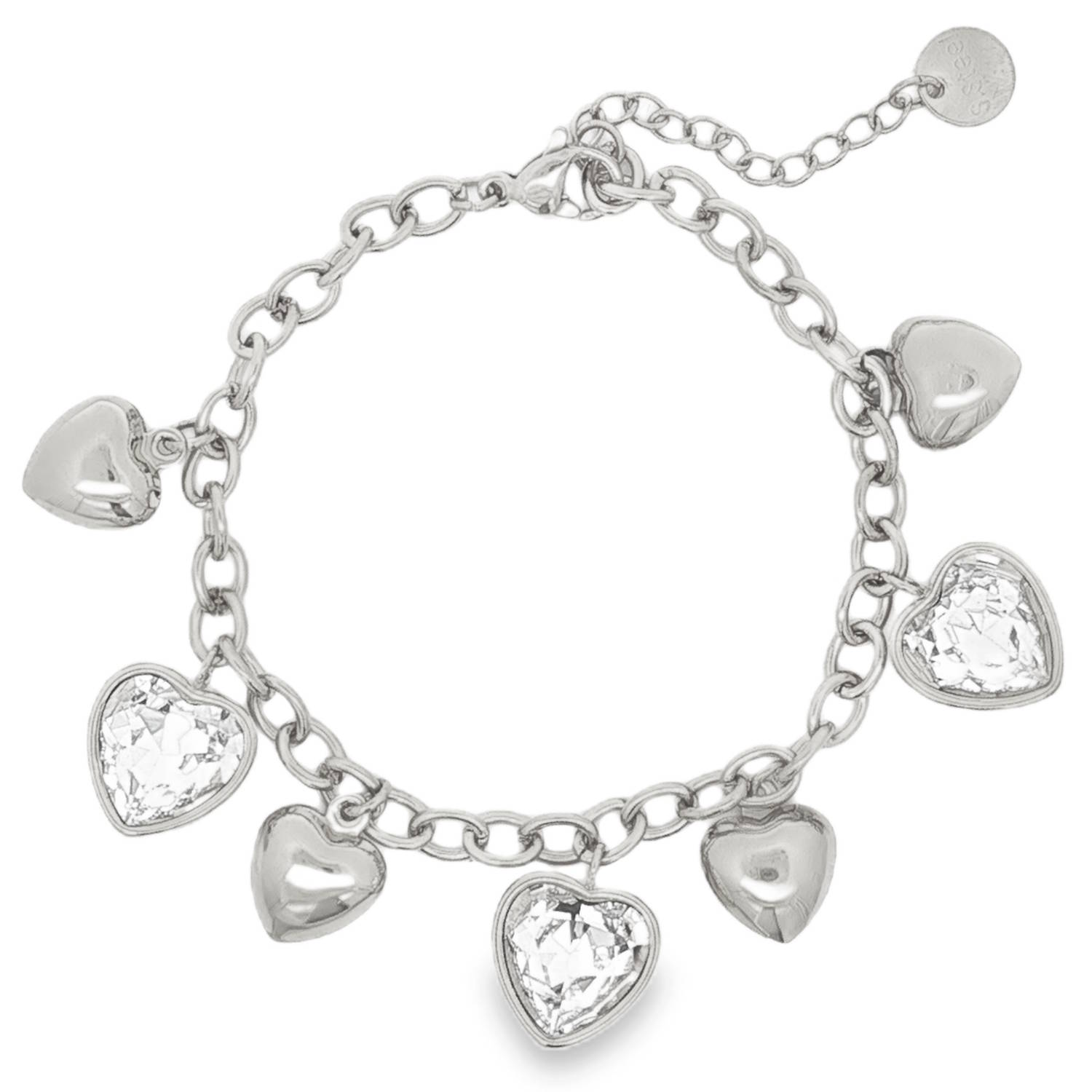 Rehaussez votre style avec ce charmant bracelet en acier argenté, orné de délicats cœurs en cristal.<br/>Le cristal, taillé en brillant, offre une clarté VVS et une symétrie excellente.<br/>Sa composition et son arrangement apportent une touche d'élégance et de raffinement à votre poignet, faisant de ce bracelet un accessoire incontournable pour toutes les occasions.<br/>Fermoir mousqueton avec 3 cm de rallonge. Coeur Strass Adolescent Adulte Amour Femme Fille Indémodable Rehaussez votre style avec ce charmant bracelet en acier argenté, orné de délicats cœurs en cristal.<br/>Le cristal, taillé en brillant, offre une clarté VVS et une symétrie excellente.<br/>Sa composition et son arrangement apportent une touche d'élégance et de raffinement à votre poignet, faisant de ce bracelet un accessoire incontournable pour toutes les occasions.<br/>Fermoir mousqueton avec 3 cm de rallonge. Coeur Strass Adolescent Adulte Amour Femme Fille Indémodable