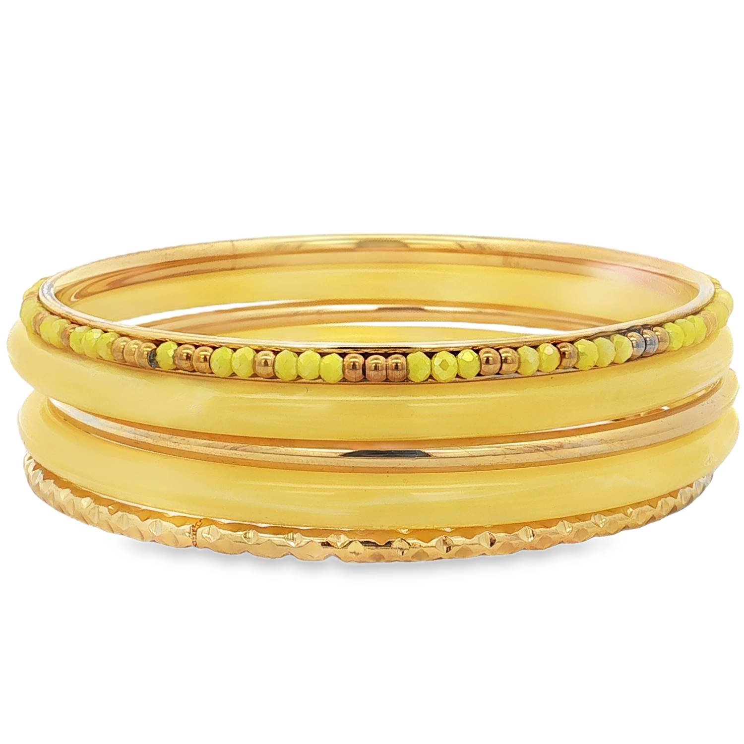 Cet élégant ensemble de 5 bracelets empilables (style bangle) associe avec finesse la chaleur du métal doré à la douceur de teintes bleutées, offrant un design à la fois moderne et intemporel.<br/>Deux bracelets épais à la finition lisse et arrondie, arborant une délicate nuance jaune pastel translucide.<br/>Un jonc fin orné d'une alternance régulière de petites perles facettées jaunes et de perles dorées lisses, apportant une touche de texture et d'éclat.<br/>Un bracelet jonc en acier doré travaillé avec un effet diamanté qui accroche magnifiquement la lumière et un bracelet jonc fin et lisse en acier doré.<br/>L'ensemble se compose de plusieurs pièces distinctes conçues pour être portées ensemble ou séparément. Jonc Lot Perle Adolescent Adulte Eté Femme Fille Printemps Cet élégant ensemble de 5 bracelets empilables (style bangle) associe avec finesse la chaleur du métal doré à la douceur de teintes bleutées, offrant un design à la fois moderne et intemporel.<br/>Deux bracelets épais à la finition lisse et arrondie, arborant une délicate nuance jaune pastel translucide.<br/>Un jonc fin orné d'une alternance régulière de petites perles facettées jaunes et de perles dorées lisses, apportant une touche de texture et d'éclat.<br/>Un bracelet jonc en acier doré travaillé avec un effet diamanté qui accroche magnifiquement la lumière et un bracelet jonc fin et lisse en acier doré.<br/>L'ensemble se compose de plusieurs pièces distinctes conçues pour être portées ensemble ou séparément. Jonc Lot Perle Adolescent Adulte Eté Femme Fille Printemps