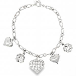 Laissez-vous séduire par ce bracelet à breloques en acier argenté, une ode à la fantaisie. Chaque pendentif, délicatement suspendu à la chaîne, raconte une histoire, offrant un éclat discret mais raffiné à votre poignet. Un bijou polyvalent, parfait pour ajouter une touche de charme à votre allure quotidienne.