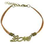 Bracelet Love en acier et cuir. 2 rangs.