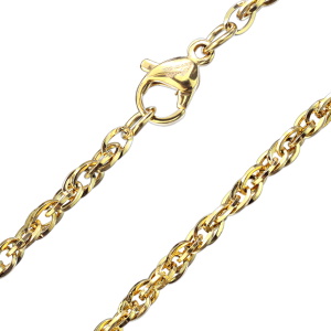 Collier chaîne maille corde en acier doré.