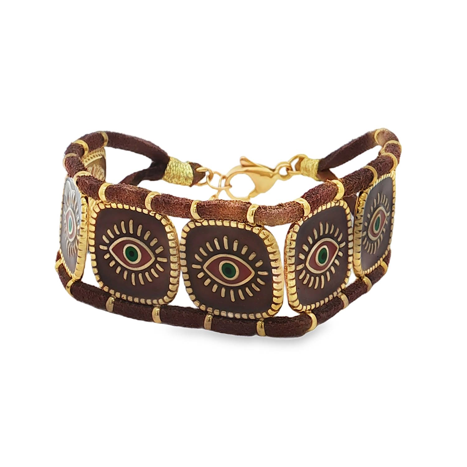 Ce bracelet chaîne unique marie l'artisanat traditionnel et une esthétique moderne.<br/>Des motifs distinctifs, évoquant des yeux protecteurs, ornent chaque segment, rehaussés par une finition dorée chaleureuse.<br/>Le bracelet est conçu avec un souci du détail, utilisant des matériaux non métalliques de haute qualité pour un confort optimal et une durabilité accrue.<br/>Un accessoire original pour ajouter une touche de mystère à votre style.<br/>Fermoir mousqueton avec 3 cm de rallonge. Carré Cordon Oeil Oeil de Turquie Adolescent Adulte Automne Femme Fille Hiver Symboles Ce bracelet chaîne unique marie l'artisanat traditionnel et une esthétique moderne.<br/>Des motifs distinctifs, évoquant des yeux protecteurs, ornent chaque segment, rehaussés par une finition dorée chaleureuse.<br/>Le bracelet est conçu avec un souci du détail, utilisant des matériaux non métalliques de haute qualité pour un confort optimal et une durabilité accrue.<br/>Un accessoire original pour ajouter une touche de mystère à votre style.<br/>Fermoir mousqueton avec 3 cm de rallonge. Carré Cordon Oeil Oeil de Turquie Adolescent Adulte Automne Femme Fille Hiver Symboles