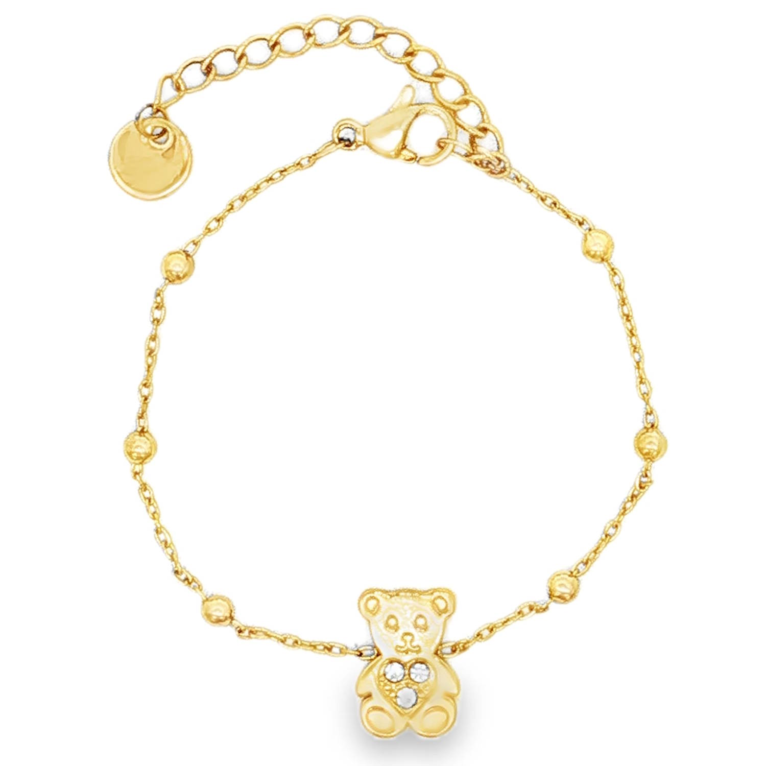 Ce ravissant bracelet en acier inoxydable est le cadeau idéal pour illuminer le poignet d'un enfant avec une touche de tendresse et d'élégance. Conçu pour allier durabilité et esthétique ludique, ce bijou se distingue par son raffinement discret.<br/>Au cœur du bracelet se trouve un adorable petit ours stylisé. Son ventre est orné d'un cœur serti de trois cristaux scintillants, apportant une touche d'éclat à chaque mouvement.<br/>Grâce à sa chaînette d'extension à larges maillons, il s'adapte parfaitement à la croissance de l'enfant pour un maintien confortable. Ours Strass Adolescent Animaux Enfant Fille Indémodable Ce ravissant bracelet en acier inoxydable est le cadeau idéal pour illuminer le poignet d'un enfant avec une touche de tendresse et d'élégance. Conçu pour allier durabilité et esthétique ludique, ce bijou se distingue par son raffinement discret.<br/>Au cœur du bracelet se trouve un adorable petit ours stylisé. Son ventre est orné d'un cœur serti de trois cristaux scintillants, apportant une touche d'éclat à chaque mouvement.<br/>Grâce à sa chaînette d'extension à larges maillons, il s'adapte parfaitement à la croissance de l'enfant pour un maintien confortable. Ours Strass Adolescent Animaux Enfant Fille Indémodable