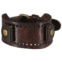 Bracelet ceinture en métal doré et en cuir de couleur marron.