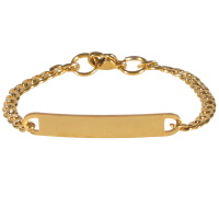 Bracelet gourmette identité en acier doré.