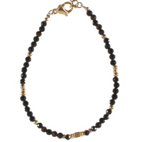 Bracelet composé de perles en véritable pierre d'agate et de perles en acier doré. Fermoir mousqueton avec 3 cm de rallonge.