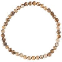 Bracelet fantaisie élastique composé de perles en véritable pierre de jaspe paysage.