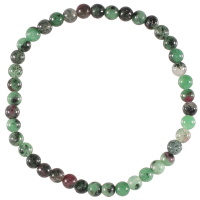 Bracelet fantaisie élastique composé de perles en véritable pierre d'épidote.