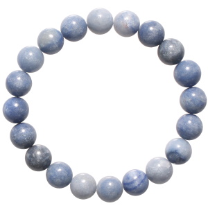 Bracelet boules fantaisie élastique composé de perles en véritable pierre d'aventurine bleue.