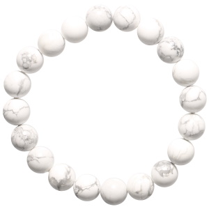 Bracelet boules fantaisie élastique composé de perles en véritable pierre de howlite.