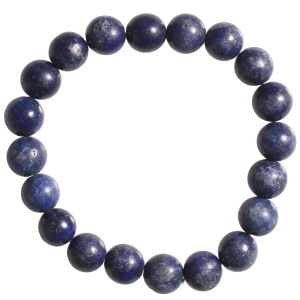 Bracelet boules fantaisie élastique composé de perles en véritable pierre de lapis lazuli.