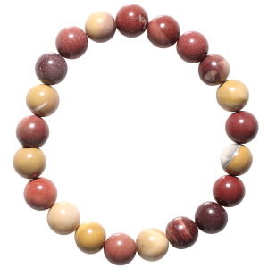 Bracelet boules fantaisie élastique composé de perles en véritable pierre de mookaite.