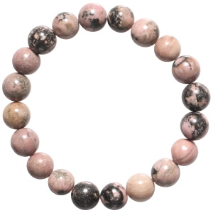 Bracelet boules fantaisie élastique composé de perles en véritable pierre de rhodonite.