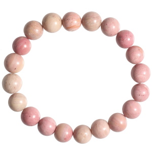 Bracelet boules fantaisie élastique composé de perles en véritable pierre de rhodonite.