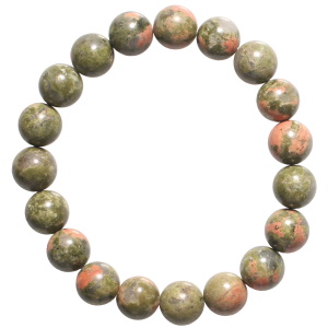 Bracelet boules fantaisie élastique composé de perles en véritable pierre d'unakite.