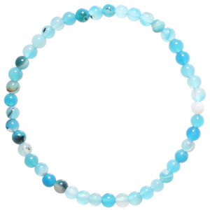 Bracelet boules fantaisie élastique composé de perles en véritable pierre d'agate bleue claire.