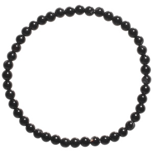 Bracelet boules fantaisie élastique composé de perles en véritable pierre d'agate noire.