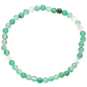 Bracelet boules fantaisie élastique composé de perles en véritable pierre d'agate verte.