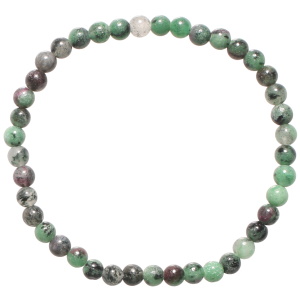 Bracelet boules fantaisie élastique composé de perles en véritable pierre d'épidote.