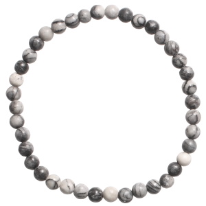Bracelet boules fantaisie élastique composé de perles en véritable pierre de jaspe toile d'araignée.