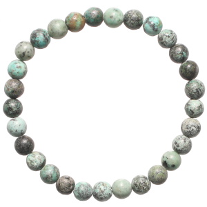 Bracelet boules fantaisie élastique composé de perles en véritable pierre de turquoise d'Afrique.