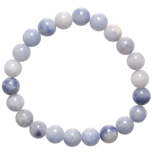 Bracelet boules fantaisie élastique composé de perles en véritable pierre d'aventurine bleue.
