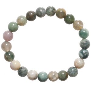 Bracelet boules fantaisie élastique composé de perles en véritable pierre d'agate indienne.