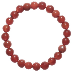Bracelet boules fantaisie élastique composé de perles en véritable pierre d'agate rouge.