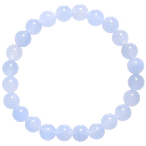 Bracelet boules fantaisie élastique composé de perles en véritable pierre d'agate bleue.