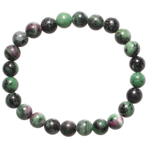 Bracelet boules fantaisie élastique composé de perles en véritable pierre d'epidote.