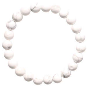 Bracelet boules fantaisie élastique composé de perles en véritable pierre d'howlite.