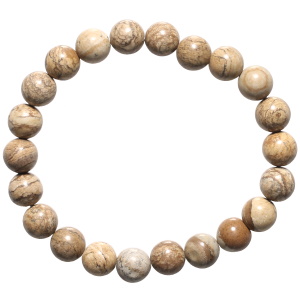 Bracelet boules fantaisie élastique composé de perles en véritable pierre de jaspe paysage.