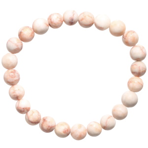 Bracelet boules fantaisie élastique composé de perles en véritable pierre de jaspe toile d'araignée.