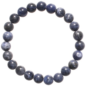 Bracelet boules fantaisie élastique composé de perles en véritable pierre de sodalite bleue.