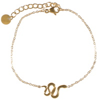 Bracelet composé d'une chaîne et d'un serpent en acier doré. Fermoir mousqueton avec 3 cm de rallonge.