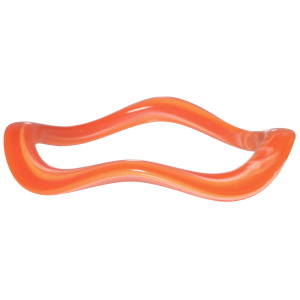 Bracelet jonc difforme en plastique de couleur orange.