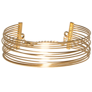 Bracelet manchette multi rangs en acier doré.