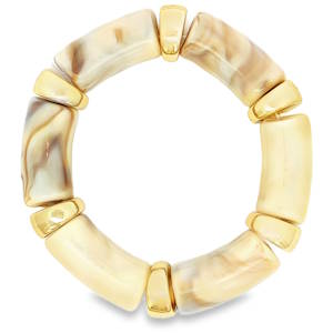 Ce bracelet à perles, conçu avec une esthétique moderne, combine des éléments non métalliques et des accents dorés jaunes. Sa structure en perles offre une élégance discrète, idéale pour compléter une variété de tenues avec une touche de sophistication.