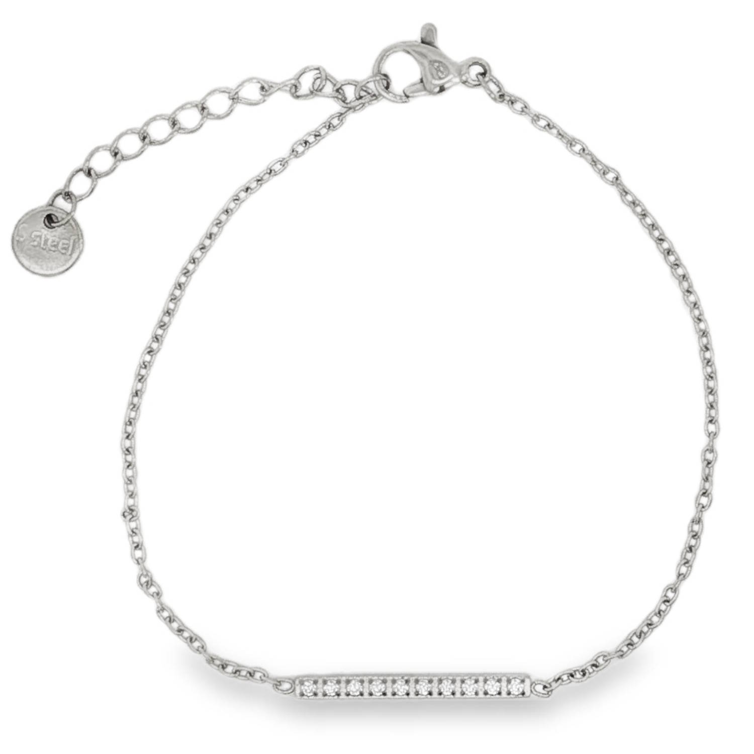 Ce délicat bracelet chaîne en acier argenté est orné d'un alignement étincelant de diamants ronds taille brillant.<br/>La chaîne fine et élégante met en valeur l'éclat des strass, créant un bijou raffiné et discret.<br/>Parfait pour ajouter une touche de luxe subtile à votre tenue quotidienne.<br/>Fermoir mousqueton avec 3 cm de rallonge. Strass Adolescent Adulte Femme Fille Indémodable Ce délicat bracelet chaîne en acier argenté est orné d'un alignement étincelant de diamants ronds taille brillant.<br/>La chaîne fine et élégante met en valeur l'éclat des strass, créant un bijou raffiné et discret.<br/>Parfait pour ajouter une touche de luxe subtile à votre tenue quotidienne.<br/>Fermoir mousqueton avec 3 cm de rallonge. Strass Adolescent Adulte Femme Fille Indémodable