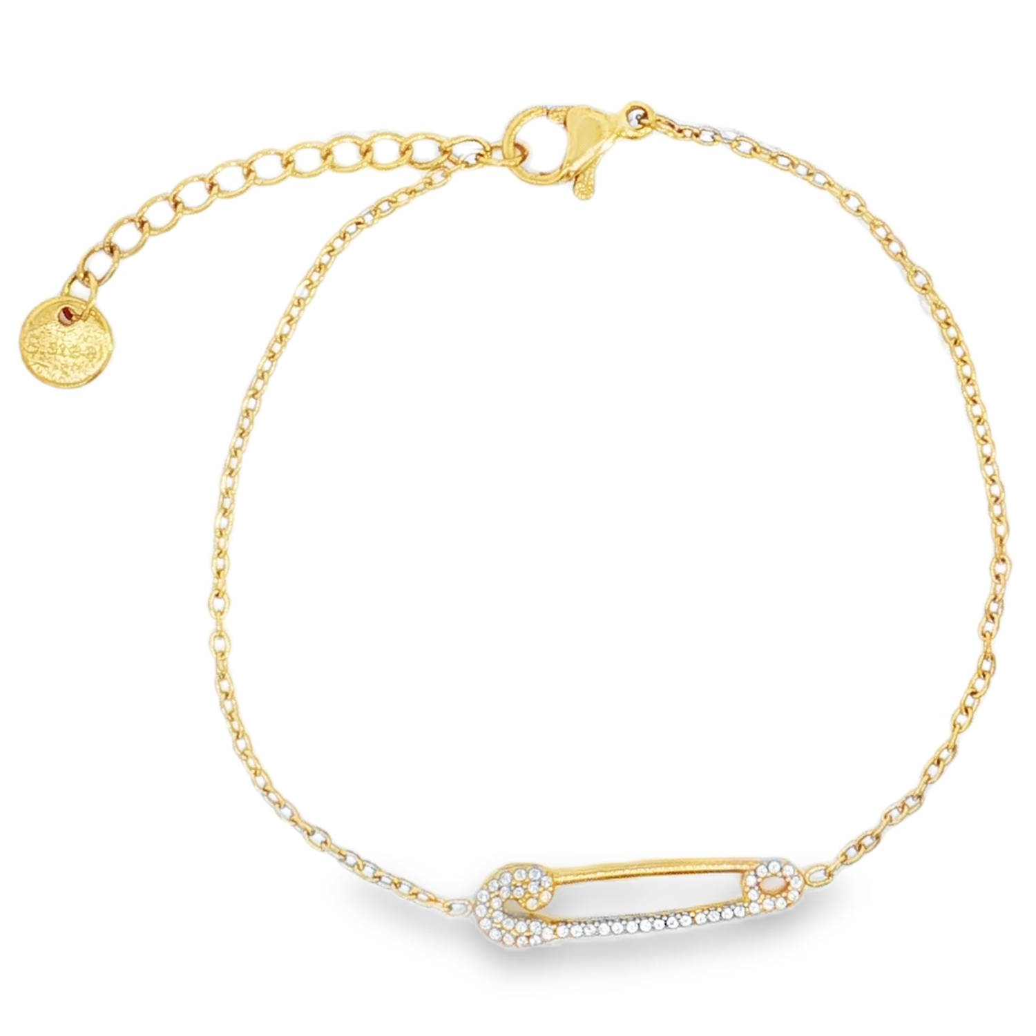 Affirmez votre style unique avec ce bracelet chaîne en acier doré.<br/>Le design innovant de l'épingle à nourrice, délicatement ornée de strass incolores à taille brillant, apporte une touche d'éclat subtile et raffinée.<br/>Ce bijou versatile ajoutera une note tendance à toutes vos tenues.<br/>Fermoir mousqueton avec 3 cm de rallonge. Epingle Strass Adolescent Adulte Femme Fille Indémodable Symboles Affirmez votre style unique avec ce bracelet chaîne en acier doré.<br/>Le design innovant de l'épingle à nourrice, délicatement ornée de strass incolores à taille brillant, apporte une touche d'éclat subtile et raffinée.<br/>Ce bijou versatile ajoutera une note tendance à toutes vos tenues.<br/>Fermoir mousqueton avec 3 cm de rallonge. Epingle Strass Adolescent Adulte Femme Fille Indémodable Symboles