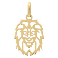 Pendentif en forme de tête de lion en plaqué or jaune 18 carats.