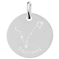 Pendentif avec motif de la constellation du signe du zodiaque Poisson en argent 925/000 rhodié.
