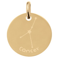 Pendentif avec motif de la constellation du signe du zodiaque Cancer en plaqué or jaune 18 carats.