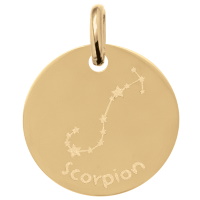Pendentif avec motif de la constellation du signe du zodiaque Scorpion en plaqué or jaune 18 carats.