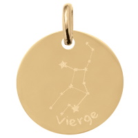 Pendentif avec motif de la constellation du signe du zodiaque Vierge en plaqué or jaune 18 carats.