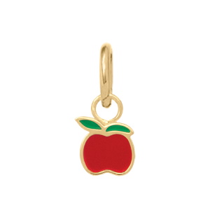 Pendentif pomme en plaqué or jaune 18 carats pavé d'émail de couleur rouge et vert.