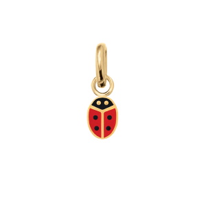 Pendentif en forme de coccinelle en plaqué or jaune 18 carats pavé d'émail de couleur.