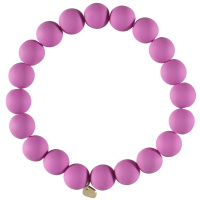 Bracelet élastique composé d'un fil de nylon et de perles de couleur violette.