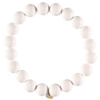 Bracelet élastique composé d'un fil de nylon et de perles de couleur blanc brillant.