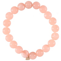 Bracelet élastique composé d'un fil de nylon et de perles de couleur rose.